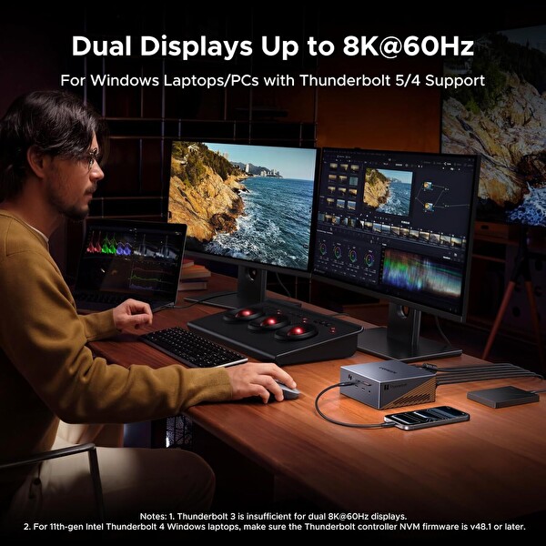 Ugreen U716 Revodok Maxidok 17'si 1 Arada Thunderbolt 5 Dock 3 Monitör Destekli 140W PD Bağlantı İstasyonu