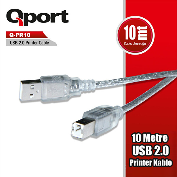 Qport Q-PR10 USB 2.0 10 Metre Printer Kablosu