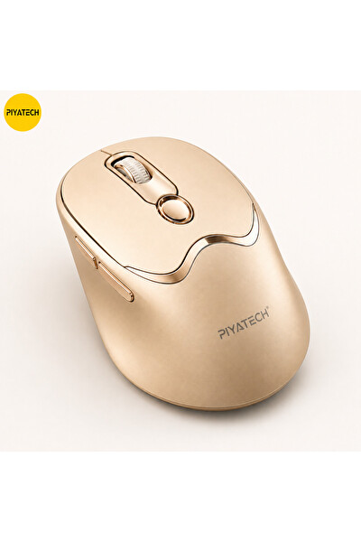 Piyatech XK-M02 Şarj Edilebilir Sessiz Kablosuz Mouse Bluetooth 2.4 GHz Çift Mod Altın