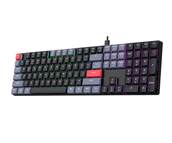 Bronzturq MK1175 Siyah Rainbow Anti-Ghosting Kablolu Mekanik Klavye