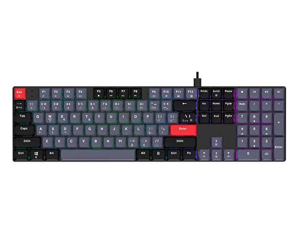 Bronzturq MK1175-GRI Rainbow Anti-Ghosting Kablolu Mekanik Klavye