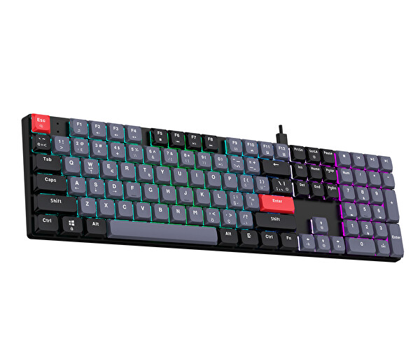 Bronzturq MK1175-GRI Rainbow Anti-Ghosting Kablolu Mekanik Klavye