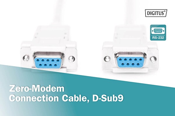 Digitus RS232 DB9 Dişi–Dişi Zero 1,8 Metre Bej Seri Kablosu AK-610100-018-E