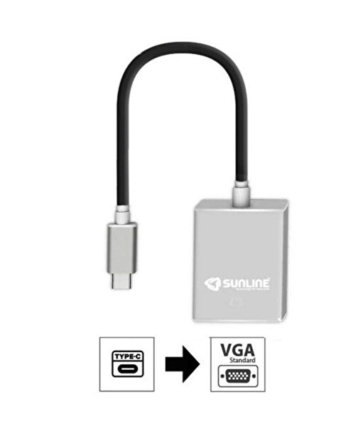 Sunline 170668 USB 3.1 Type C-VGA Dönüştürücü Adaptör