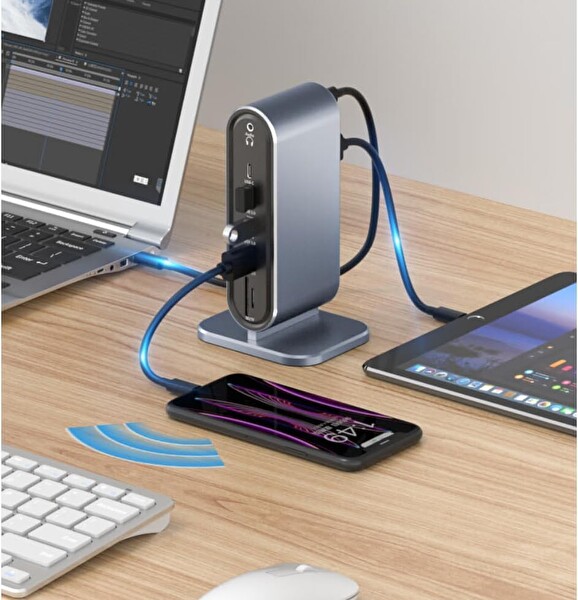 Blue Wings Type-C Support 4 K 12 In 1 Dock Model Pd Station 12'si 1 Arada Dock HDMI 4k 100MBPS Et Çoklayıcı Dönüştürücü Çevirici
