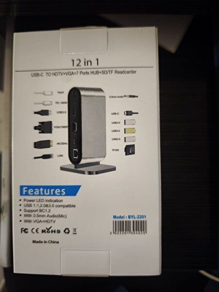 Blue Wings Type-C Support 4 K 12 In 1 Dock Model Pd Station 12'si 1 Arada Dock HDMI 4k 100MBPS Et Çoklayıcı Dönüştürücü Çevirici