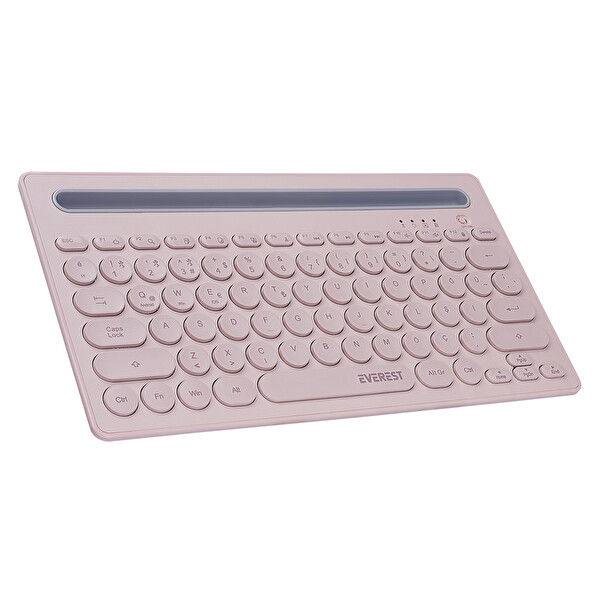 Everest KB-BT84 Bluetooth Şarjlı Ultra İnce Türkçe Q Kablosuz Klavye Pembe Gri