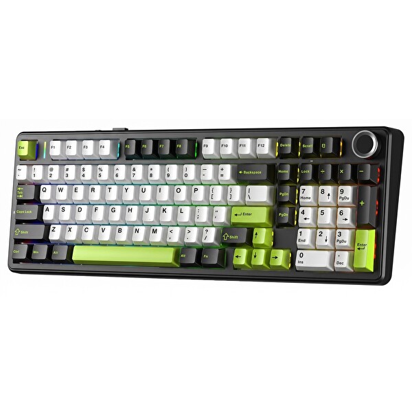 Aula F99 Pro 3 Modlu RGB Hot Swap Mekanik Yıldız Vektör Anahtarlı Kablosuz Makrolu Klavye Yeşil