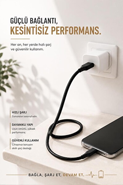 Torima İ7 03210 Siyah USB-A to Type-C Şarj ve Data Kablosu