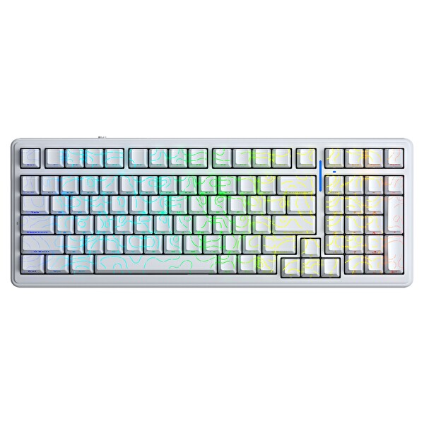 Aula F99 Mekanik RGB Star Vector Switch 3 Modlu Kablosuz Makrolu Hot Swap Klavye Desenli Beyaz