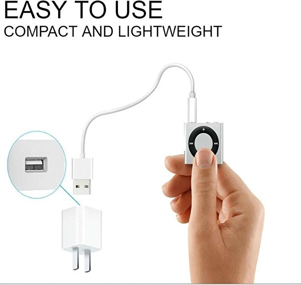 Coverzone iPod Shuffle ile Uyumlu ENT USB Şarj ve Veri Aktarım Kablosu 3.5 MM Jack USB A Senkronizasyon Kablosu