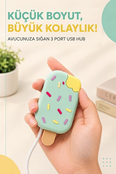 Torima YD45 Dondurma USB Hub Dağıtıcı 2.0 USB - Type-C Port Çoğaltıcı Su Yeşili