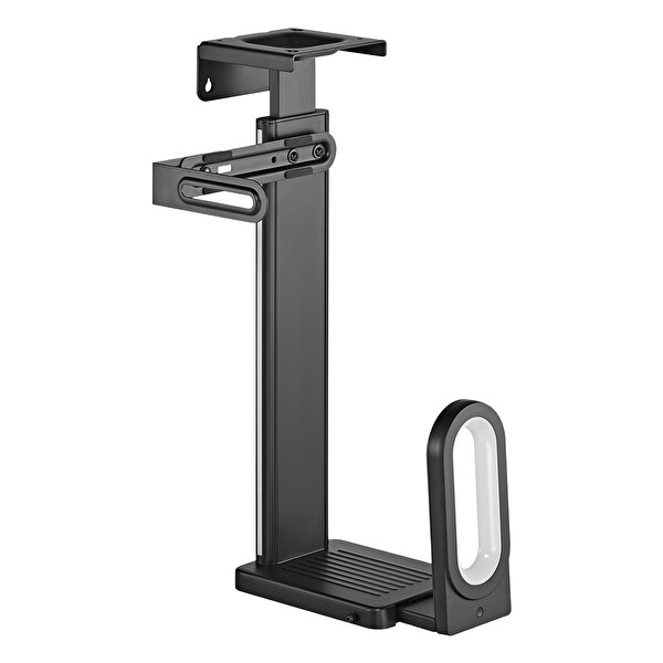 Brateck CPB-26R RGB Aydınlatmalı Kolay Kurulum Masa Altı-Duvar Destekli Siyah Kasa Tutucu