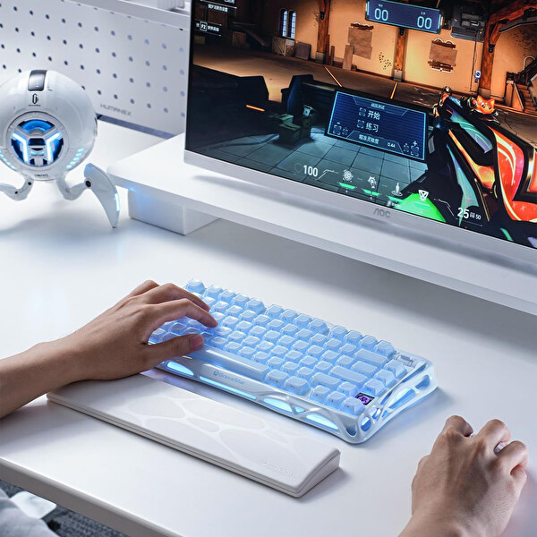 GravaStar GS-A7-WR-WHT Beyaz Kaymaz Taban Klavye Bilek Desteği