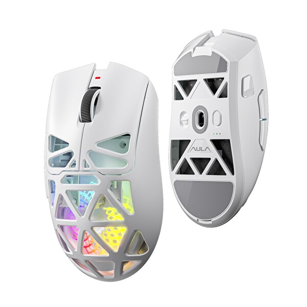Aula SC620 PAW3311 12000 Dpi 1000Hz Tri-Mode Kablolu-Kablosuz Desenli Beyaz Oyuncu Mouse