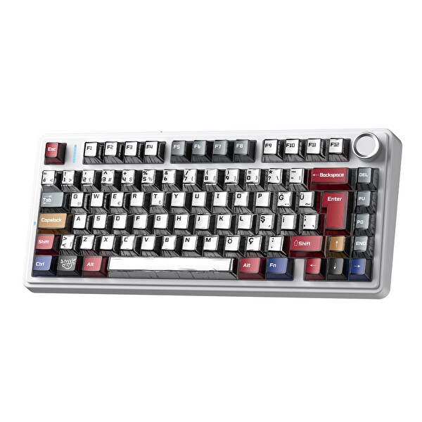 Aula F75 Mekanik RGB TKL GrayWood V4 Switch Kablosuz Makrolu Hot Swap Türkçe Q Mekanik Klavye Comic