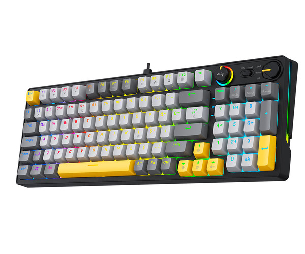 Bronzturq MK1141 RGB Anti-Ghosting Kablolu + 2.4G + Bluetooth 3 Modlu Mekanik Klavye
