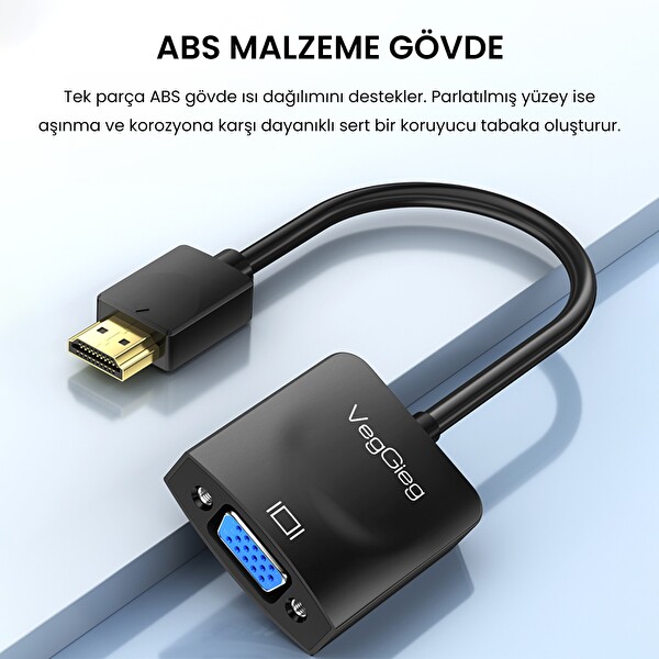 VegGieg HDMI to VGA Full HD 1080P 60Hz Çevirici Dönüştürücü Adaptör