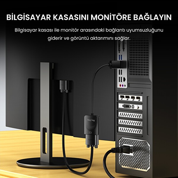 VegGieg HDMI to VGA Full HD 1080P 60Hz Çevirici Dönüştürücü Adaptör