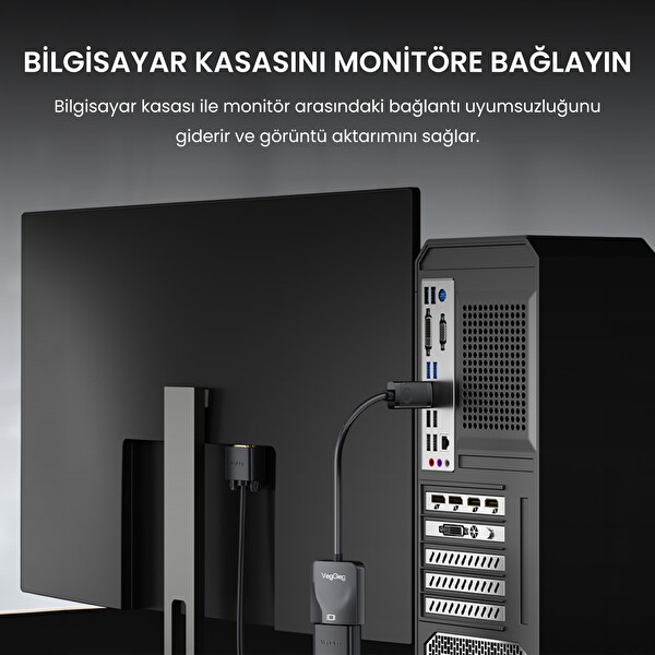 VegGieg Mini DisplayPort (DP) to VGA Full HD 1080P 60Hz Çevirici Dönüştürücü Adaptör