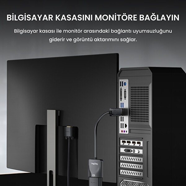 VegGieg DisplayPort (DP) to VGA Full HD 1080P 60Hz Çevirici Dönüştürücü Adaptör