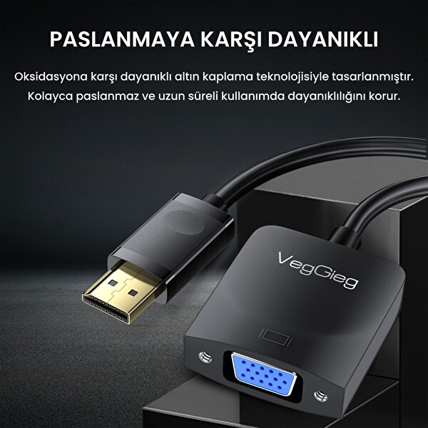 VegGieg DisplayPort (DP) to VGA Full HD 1080P 60Hz Çevirici Dönüştürücü Adaptör