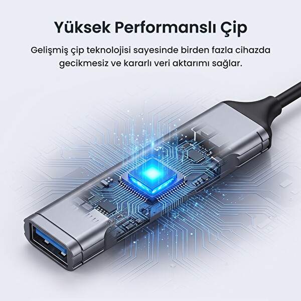 VegGieg 4 Portlu USB-A to USB 3.0 + 3xUSB 2.0 Çoklayıcı Dönüştürücü USB Hub