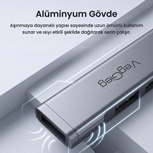 VegGieg 4 Portlu USB-A to USB 3.0 + 3xUSB 2.0 Çoklayıcı Dönüştürücü USB Hub