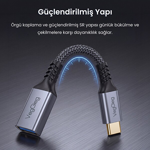 Veggieg USB-C to USB-A Dişi OTG Adaptör USB 3.2 10Gbps Type-C Dönüştürücü