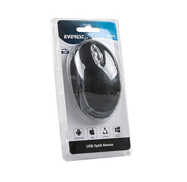 Everest KM-6809 Kablolu Mavi Işıklı Mouse Siyah