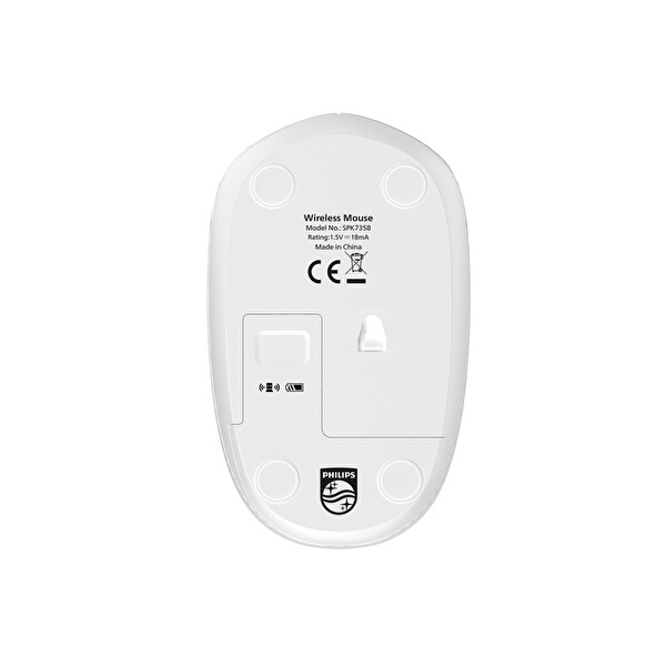 Philips SPK7358W 1600 DPI Sessiz Optik Kablosuz Mouse Ergonomik Beyaz