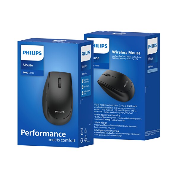 Philips SPK7627B Dual Mod 1600 DPI Sessiz Bluetooth Optik Mouse Siyah
