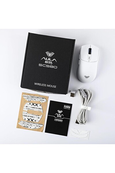 Aula SC580X Süper Hafif Oyun Faresi Üç Modlu 10000 DPI Şarj Edilebilir Kablosuz Mouse