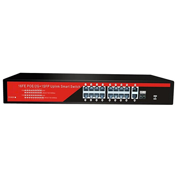 Ezcool EZ-16PSF-SFP 240W PoE Yönetilemez 19 Port Switch