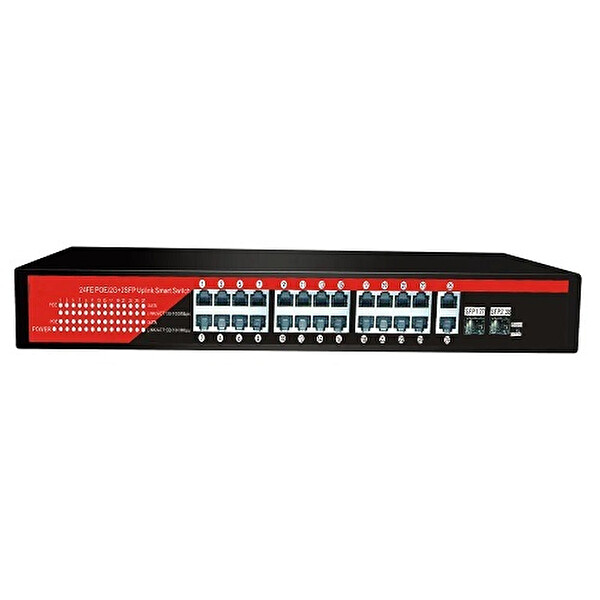 Ezcool EZ-24PSF-SFP 320W PoE Yönetilemez 28 Port Switch