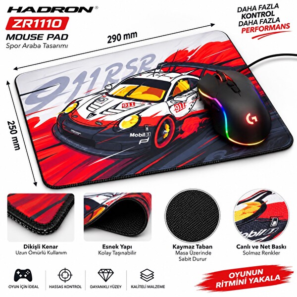 Hadron ZR1110 Spor Araba Temalı Mouse Pad 250 x 290 MM