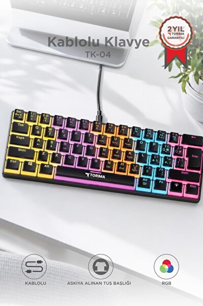 Torima TK04 RGB Işıklı Q Kablolu Mekanik Klavye Siyah