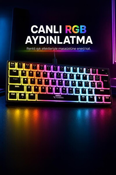 Torima TK04 RGB Işıklı Q Kablolu Mekanik Klavye Siyah