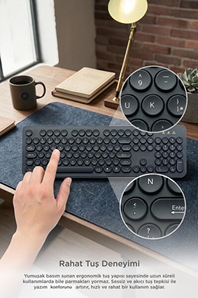 Torima TK09 Retro Daktilo Görünümlü Q Kablolu Klavye Siyah