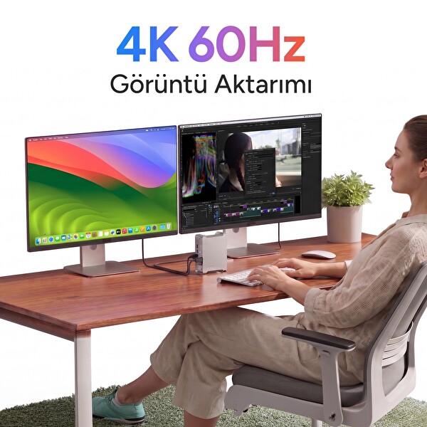 Juo Mac Mini M6, M5 Pro, M4 için Dock Station NVMe SSD Kutusu USB Çoklayıcı Hub 10Gbps 4K 60Hz HDMI SD/TF 4.0 Kart Okuyucu 100W PD
