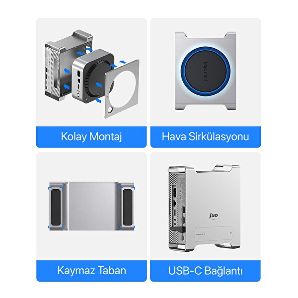 Juo Mac Mini M6, M5 Pro, M4 için Dock Station NVMe SSD Kutusu USB Çoklayıcı Hub 10Gbps 4K 60Hz HDMI SD/TF 4.0 Kart Okuyucu 100W PD