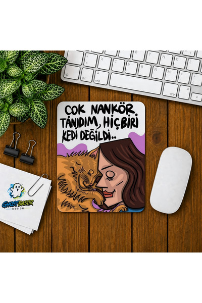 Ghostbastır Design Kedi Sevgisi Baskılı Oyuncu Mouse Pad 0126