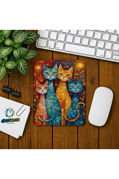 Ghostbastır Design Kediler Baskılı Oyuncu Mouse Pad 0121