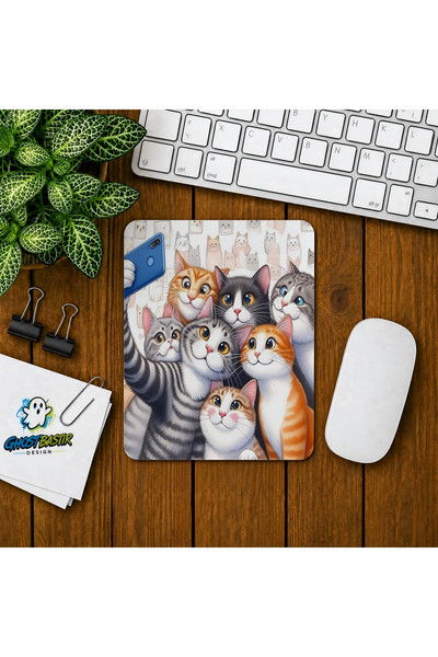 Ghostbastır Design Kedilerin Selfiesi Baskılı Oyuncu Mouse Pad 0123