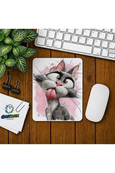 Ghostbastır Design Kedi Baskılı Oyuncu Mouse Pad 0125