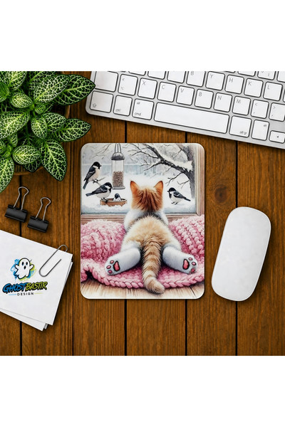 Ghostbastır Design Camdaki Kedi Baskılı Oyuncu Mouse Pad 046