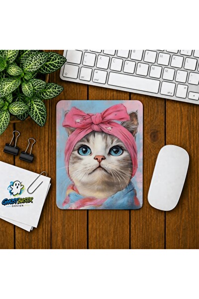 Ghostbastır Design Kedi Baskılı Oyuncu Mouse Pad 0124