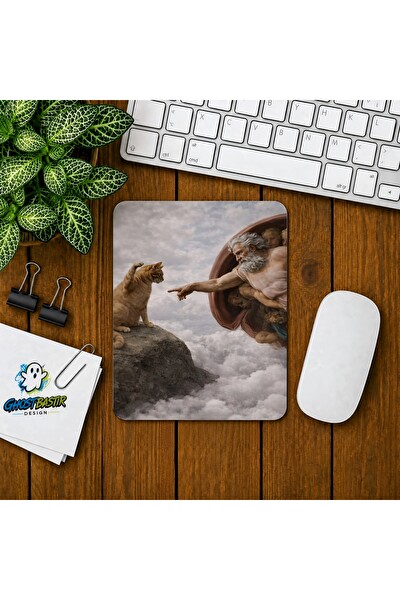 Ghostbastır Design Tanrının Eli Kedili Baskılı Oyuncu Mouse Pad 0302