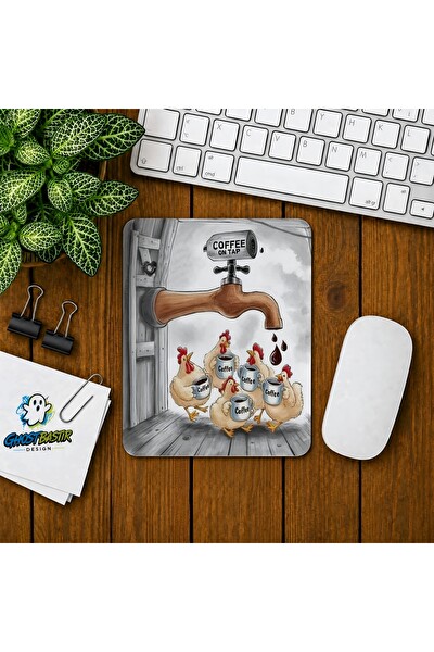 Ghostbastır Design Tavukların Kahve Keyfi Baskılı Oyuncu Mouse Pad 0305