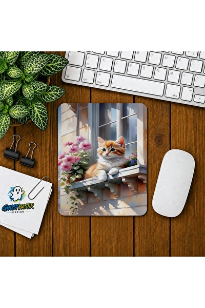 Ghostbastır Design Camdaki Kedi Baskılı Oyuncu Mouse Pad 047